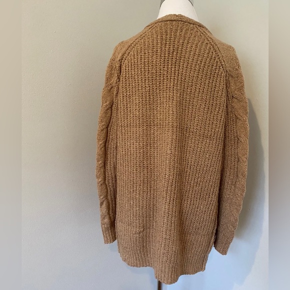🍂 Khaki Cardigan Sweater Open Front Cable Knit Detail Premium Quality - Picture 5 of 5
